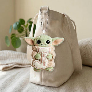 Summer Chill Initial Charm – Personalized Galactic Plush Keychain - MNPPK0501