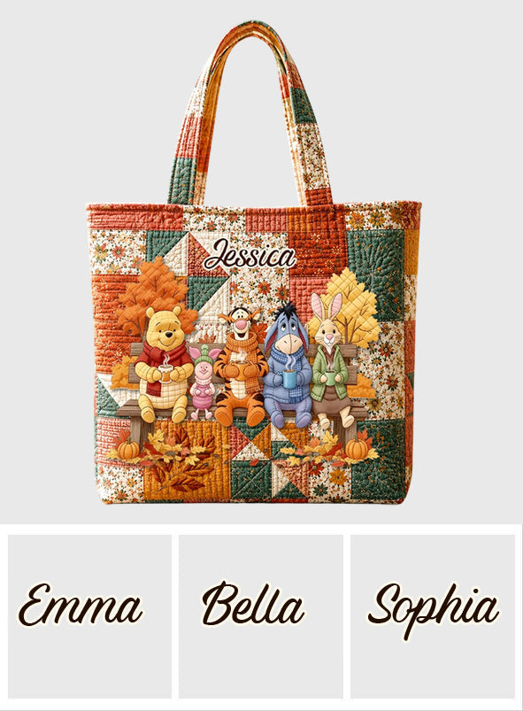 Honey Bear Autumn Vibes - Personalized Quilted Tote Bag - NSK10092