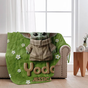 Cute Yoda - Personalized The Force Blanket - EAJBLK12002