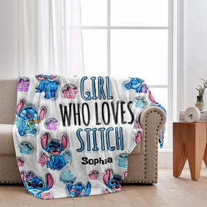 Just A Girl Loves Stich - Personalized 3D Inflated Effect Blanket