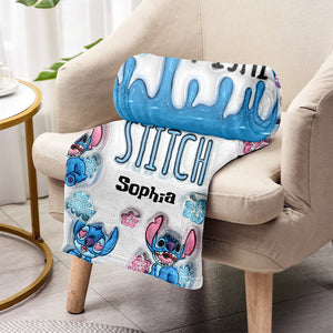 Just A Girl Loves Stich - Personalized 3D Inflated Effect Blanket