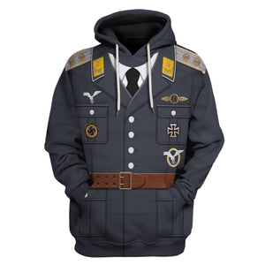 German Air Force Captain Service Uniform Hoodie, Sweatshirt, T-Shirt, World War Two Costume MNP012CS