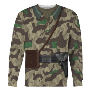 German Army Splinter Camouflage White Reversible Jacket, Hoodie, Sweatshirt, Costume for World War Two Cosplay MNP010CS