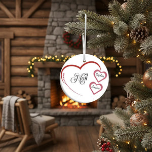 Mom Heart - Personalized Mom Ceramic Ornament