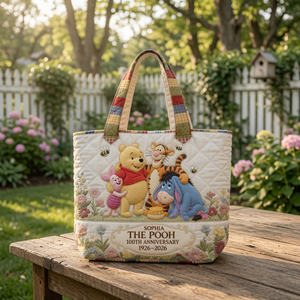 Honey Bear Celebrate Our 100th Anniversary - Personalized Quilted Tote Bag - NSK10008