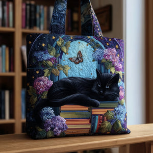 Black Cat Books Quilted Tote