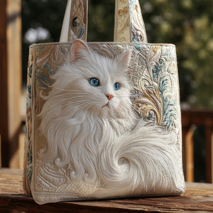 White Cat Portrait Tote Bag