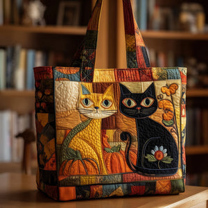 Two Cats Autumn Motif Quilted Tote