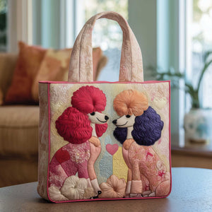 Two Colorful Poodles Quilted Tote