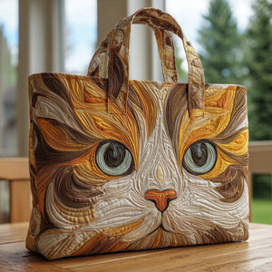Swirly Cat Face Quilted Tote
