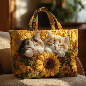 The Cat In Bloom Quilted Tote