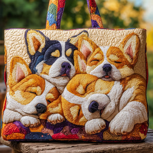 Everyday Corgi Dogs Quilted Tote