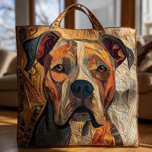 Pitbull Dog Portrait Quilted Tote