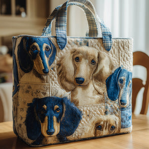 Dachshund Dog Portraits Quilted Tote