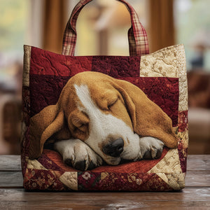 The Sleepy Basset Hound Quilted Tote
