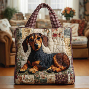Dachshund Dog Portrait Quilted Tote