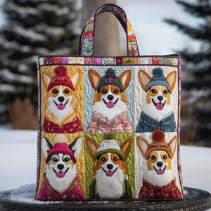 Corgi Dogs In Hats Quilted Tote