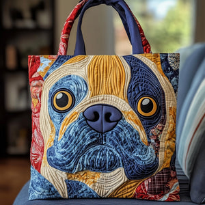 French Bulldog Face Quilted Tote