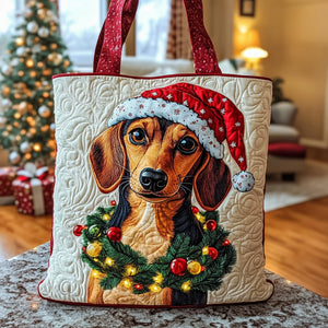 The Holiday Dachshund Quilted Tote
