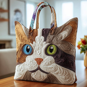Cat Face Artwork Quilted Tote