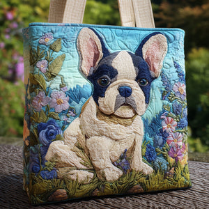 French Bulldog Flowers Quilted Tote