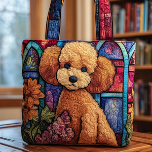 The Stained-Glass Poodle Quilted Tote