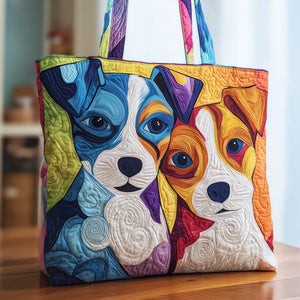 The Jack Russell Couple Quilted Tote