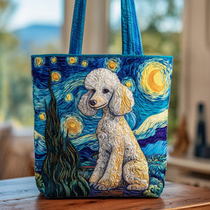 Starry Night Poodle Quilted Tote