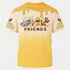 Honey Bear 100 Years Of Friendship Together - Personalized Mouse All Over Shirt - MNPS0107