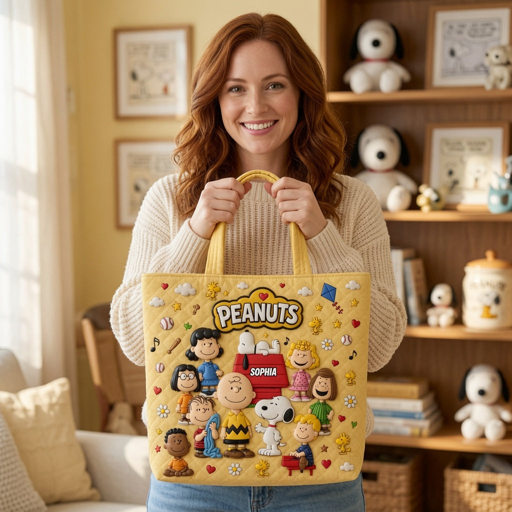 Vintage Cartoon Friends - Personalized Quilted Tote Bag - NSK10086