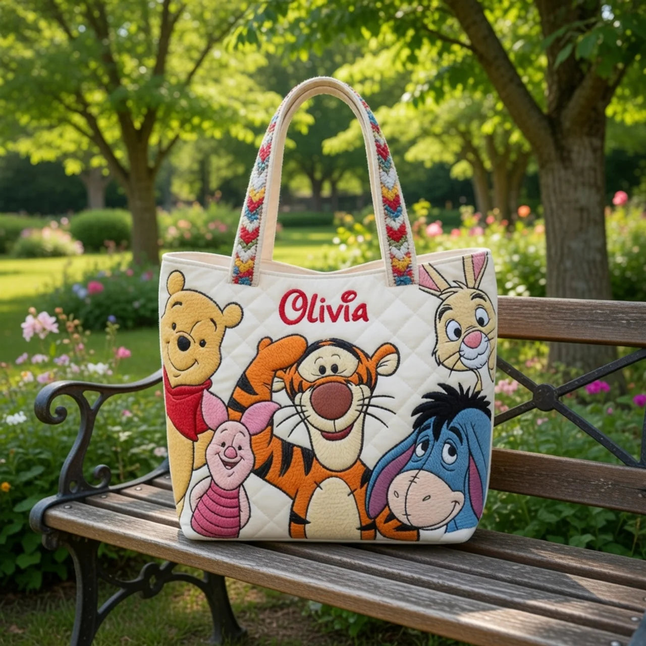 Honey Bear Celebrate 100 Years Of Friendship - Personalized Quilted Tote Bag - NSK10024