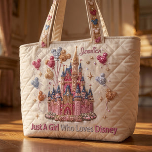 Just A Girl Who Loves Disney - Personalized Quilted Tote Bag - NSK10017