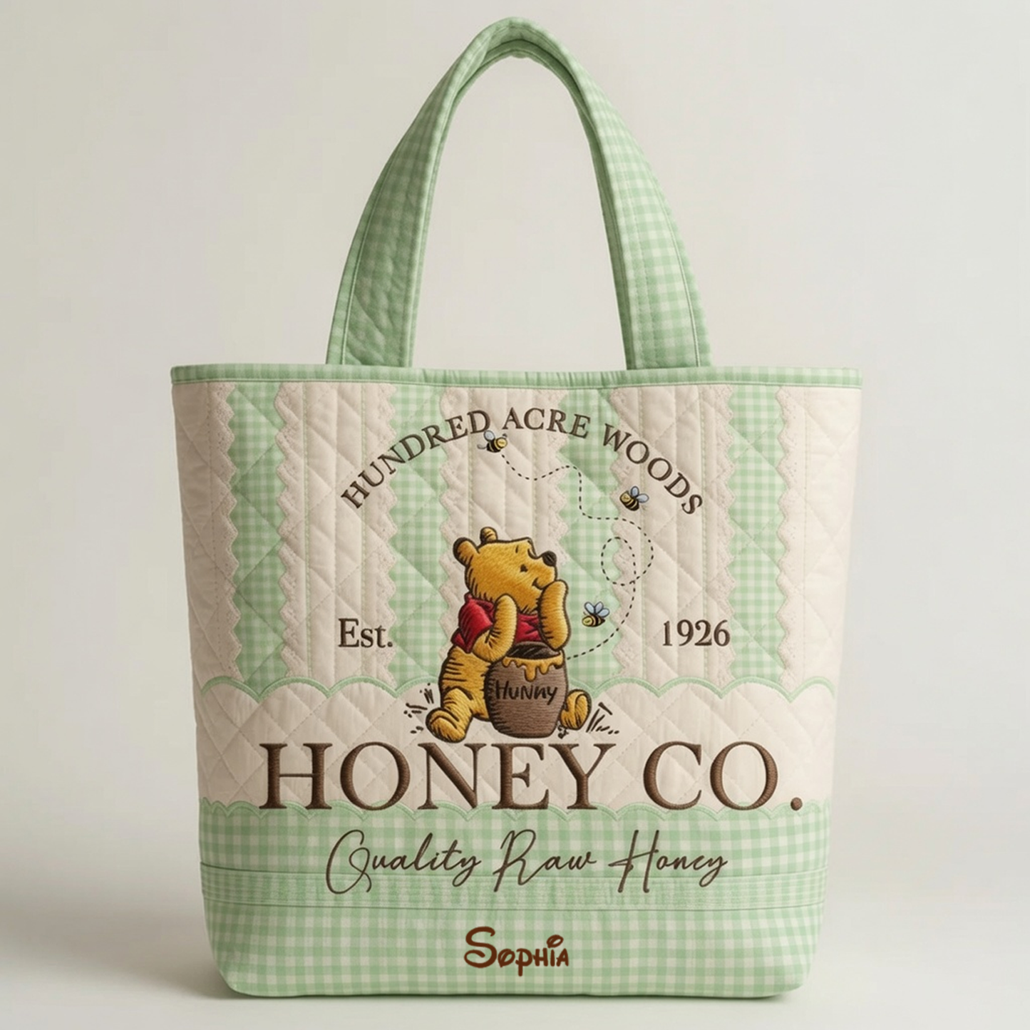 Honey Bear Celebrate 100 Years Of Friendship - Personalized Quilted Tote Bag - NSK10084