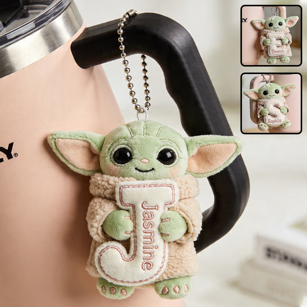 Summer Chill Initial Charm – Personalized Galactic Plush Keychain - MNPPK0501