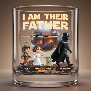 Galactic Legacy Dad and Kids Round Glass - Personalized Gifts For Dad - MNPS02WG