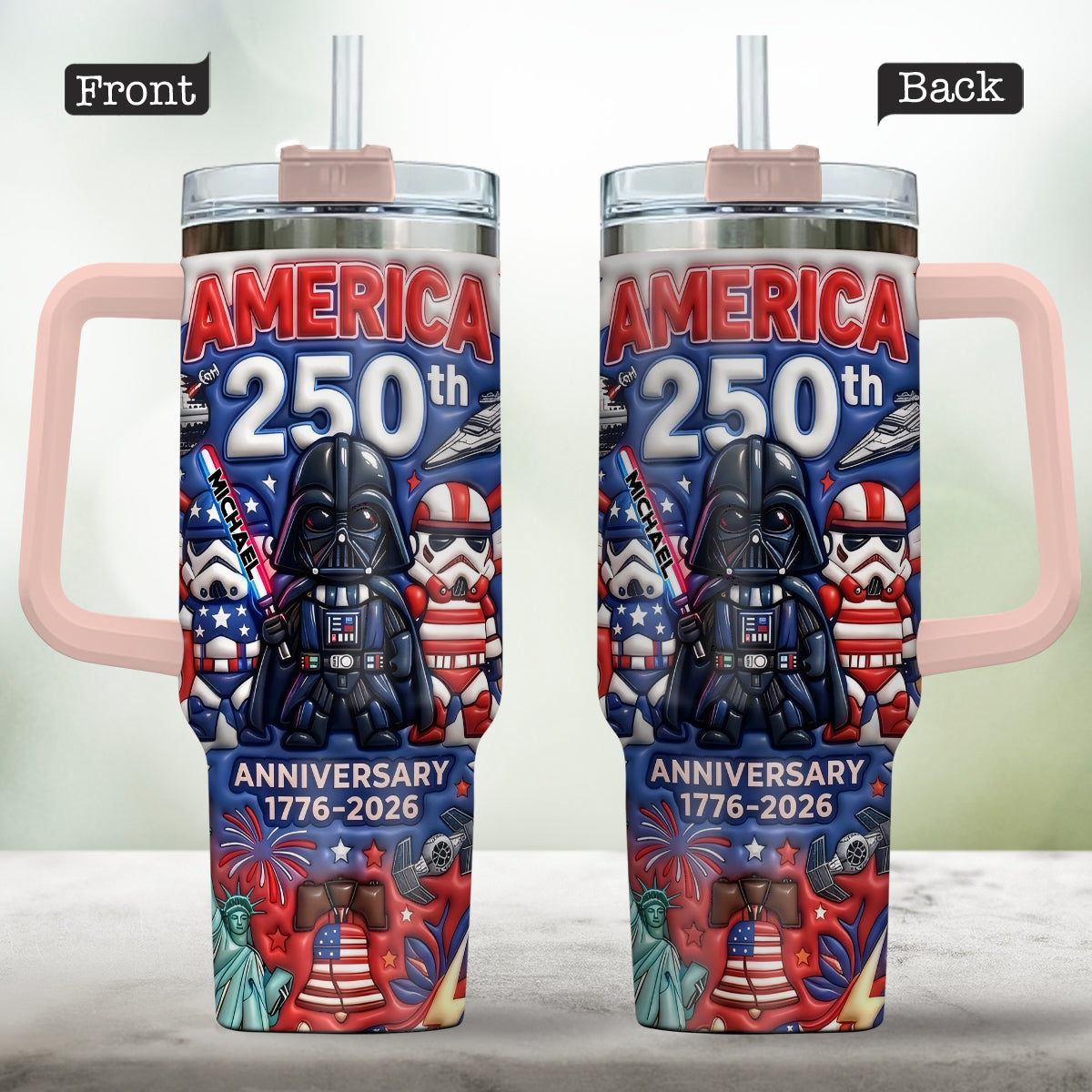 Galactic Saga USA 250th Anniversary - Personalized The Force Tumbler With Handle - MNPT0501STW