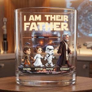Galactic Legacy Dad and Kids Round Glass - Personalized Gifts For Dad - MNPS02WG