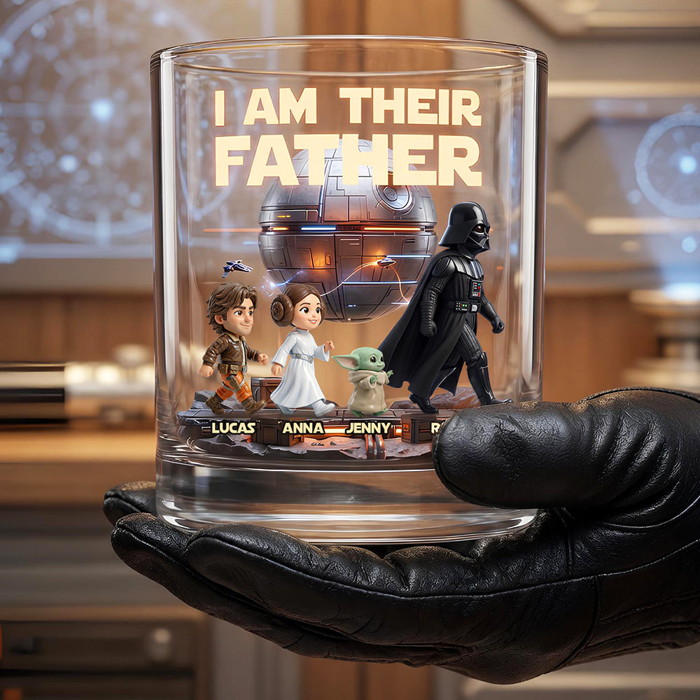 Galactic Legacy Dad and Kids Round Glass - Personalized Gifts For Dad - MNPS02WG