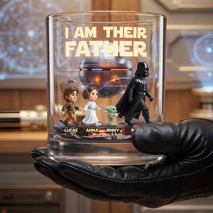 Galactic Legacy Dad and Kids Round Glass - Personalized Gifts For Dad - MNPS02WG