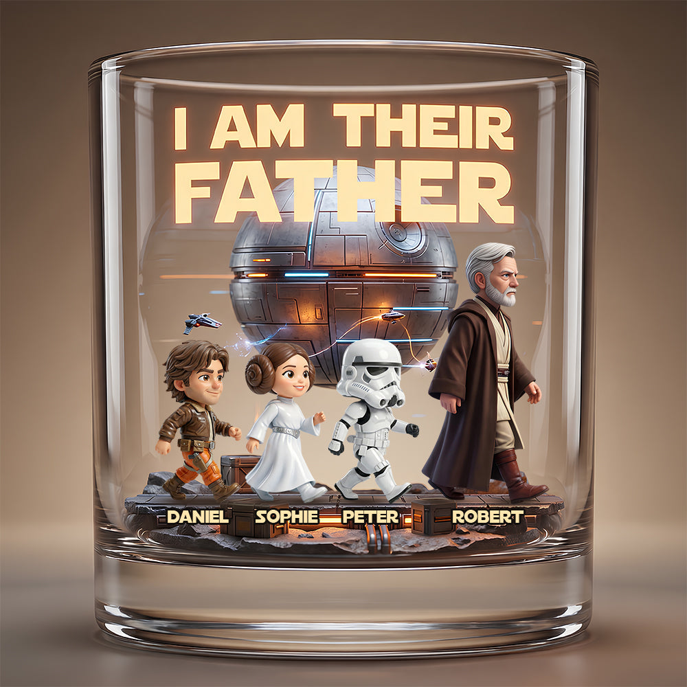 Galactic Legacy Dad and Kids Round Glass - Personalized Gifts For Dad - MNPS02WG
