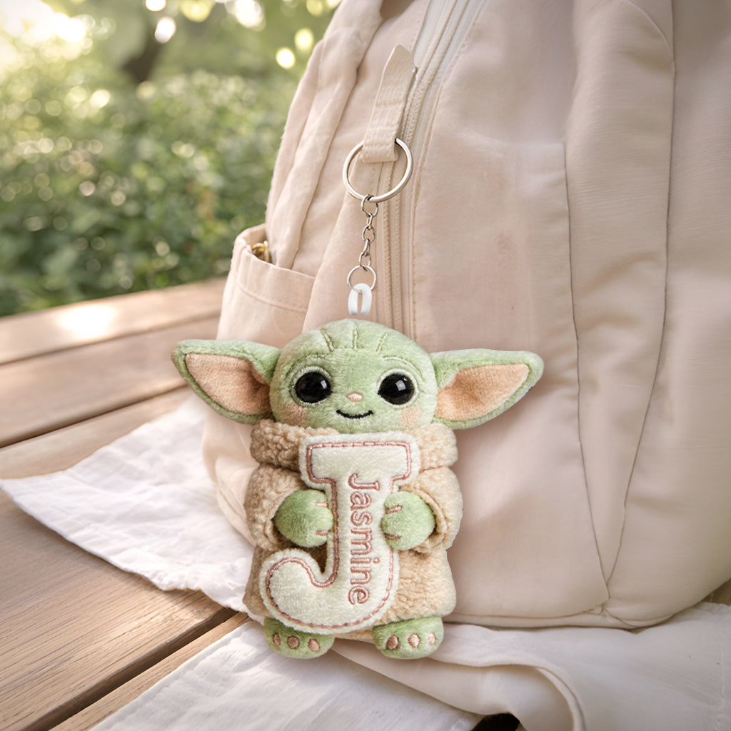 Summer Chill Initial Charm – Personalized Galactic Plush Keychain - MNPPK0501