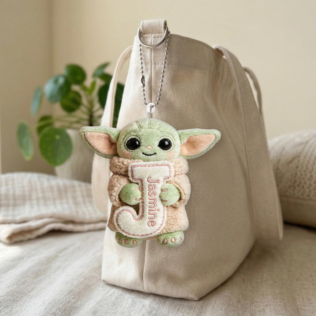 Summer Chill Initial Charm – Personalized Galactic Plush Keychain - MNPPK0501