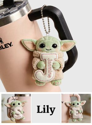Summer Chill Initial Charm – Personalized Galactic Plush Keychain - MNPPK0501