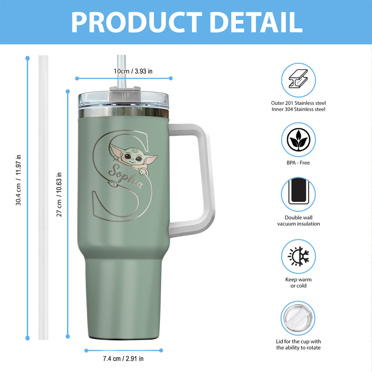 Summer Chill Galactic Buddy – Personalized Tumbler With Handle - MNPT0502STW