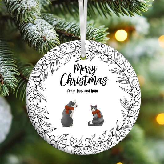 Merry christmas - Personalized Pet Ceramic Ornament