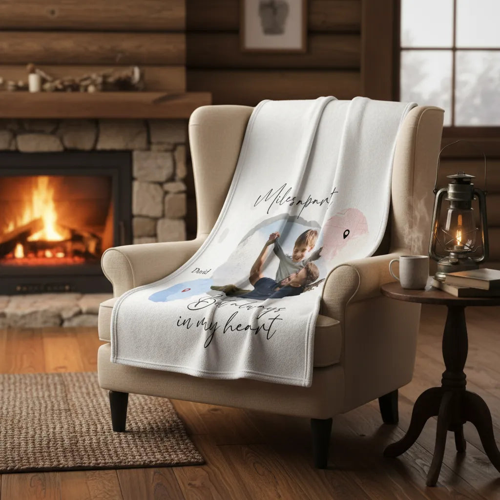 Miles apart but always in my heart - Personalized Dad Blanket