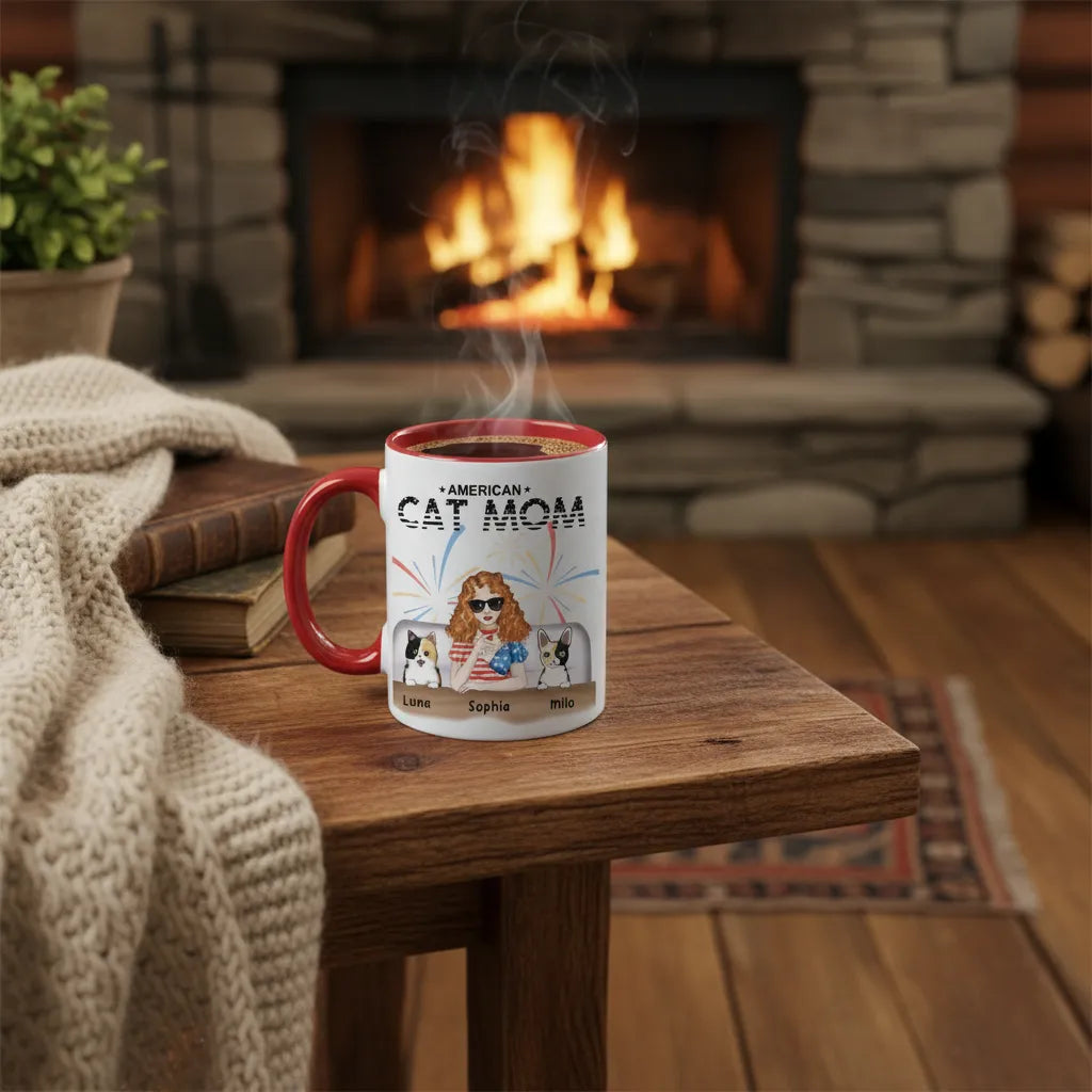 American Cat Mom -  Personalized Mom Mug