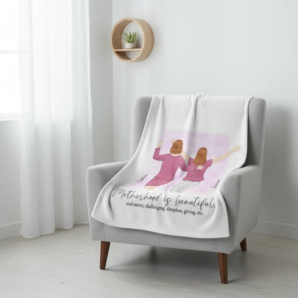 Motherhood is beautiful - Personalized Mom Blanket