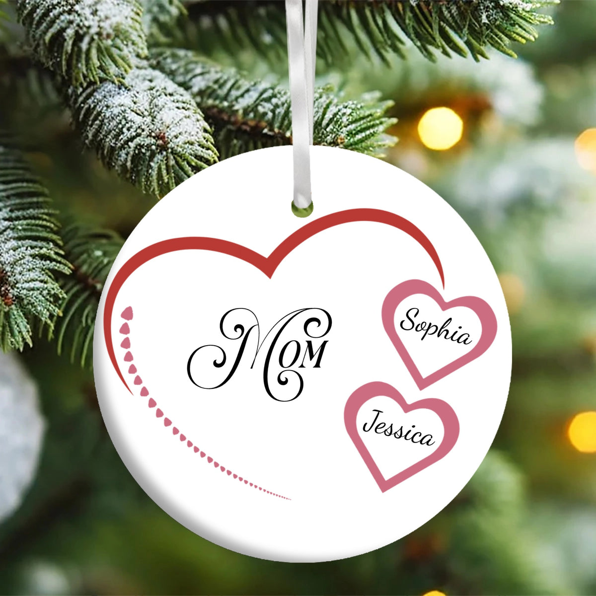 Mom Heart - Personalized Mom Ceramic Ornament