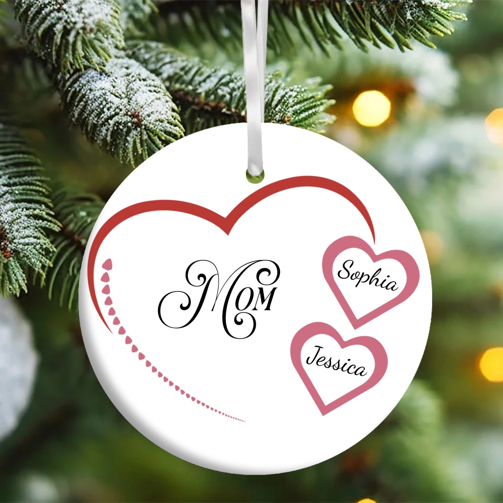 Mom Heart - Personalized Mom Ceramic Ornament